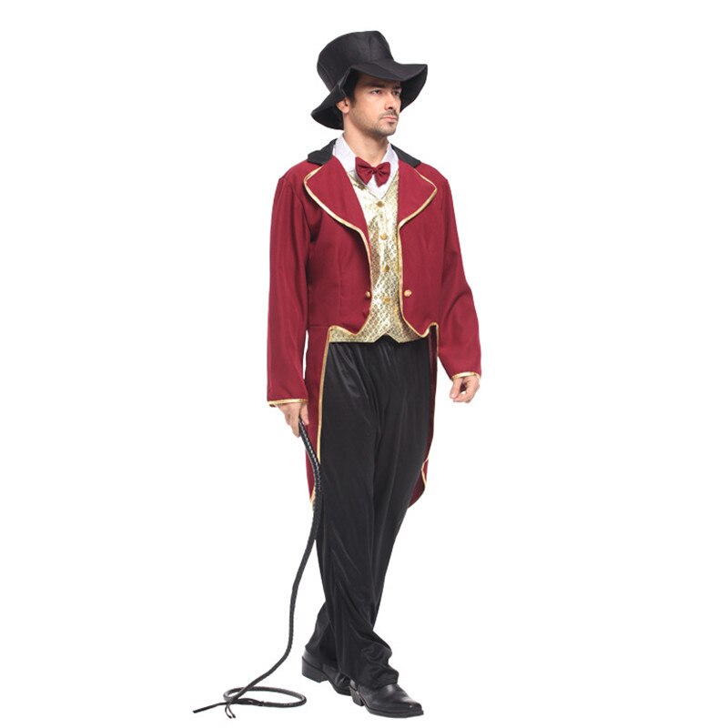 Men The circus Animal trainer Costume Carnival Purim Halloween Magician Cosplay Carnival Masquerade Stage performance dress