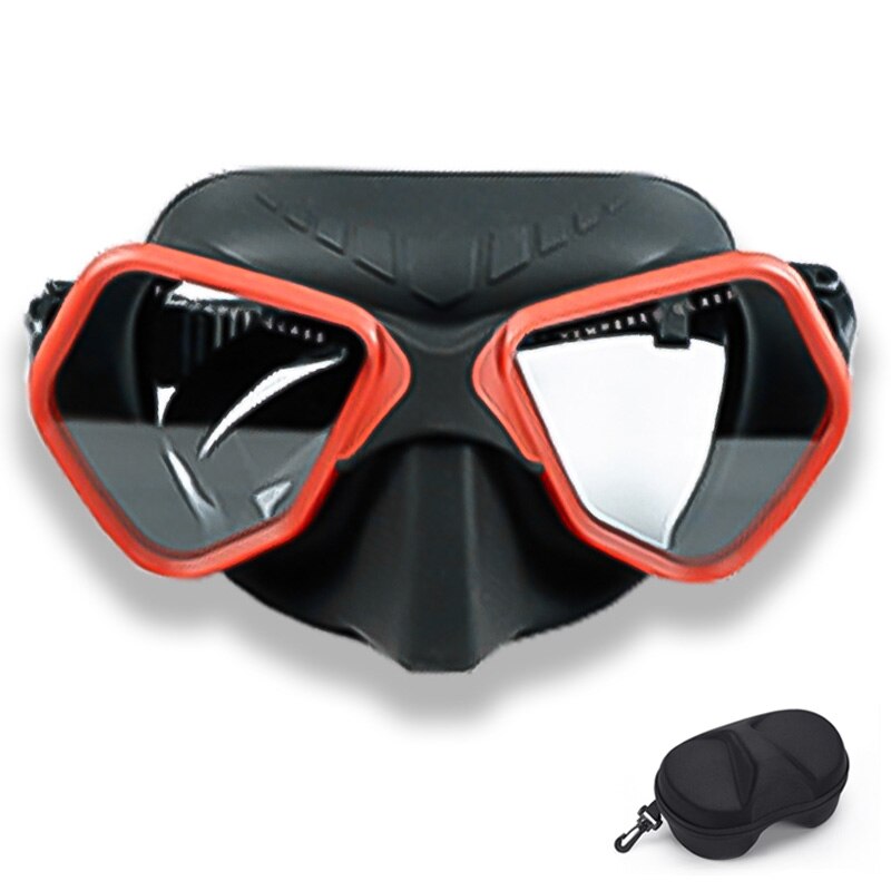 2022 Mode Gratis Duikbril Professionele Lage Volume Snorkelen Bril Volledige Gezicht Adult Scuba Masktempered Glas: Black red01