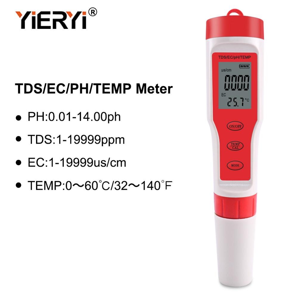 Yieryi tds ph meter ph/tds/ec/temperaturmåler digital vandmonitor tester til pools, drikkevand, akvarier: Tph 01139