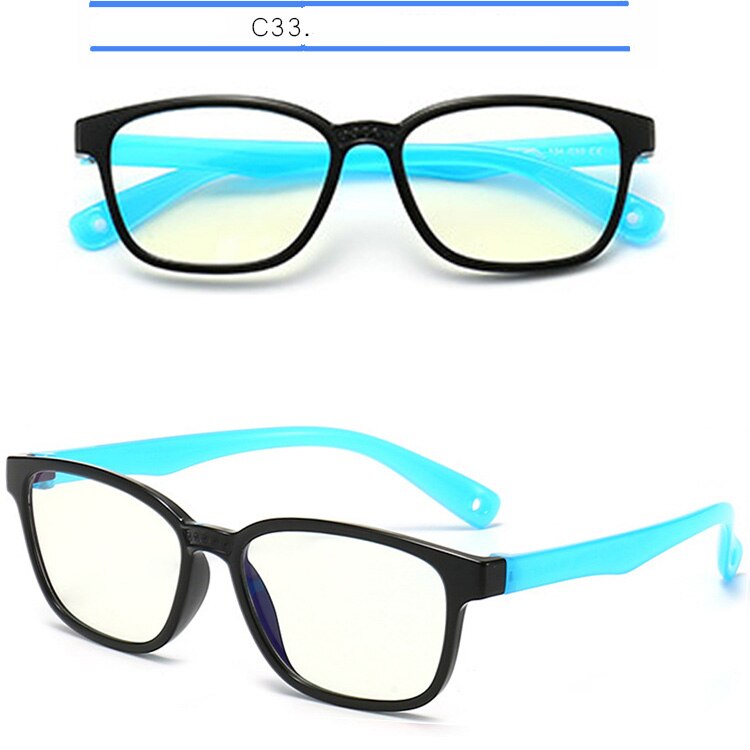 Lunettes anti-lumière bleue ivsta pour enfants, verres anti-rayons bleus, verres de jeu,  tr90 verres en silicone avec sangle de correction: C33