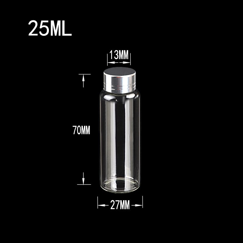 12 stuks 8ml 15ml 20ml 25ml mini glazen flesjes met zilveren draaideksel glazen flessen schroefdoppen glazen potten: 25ml