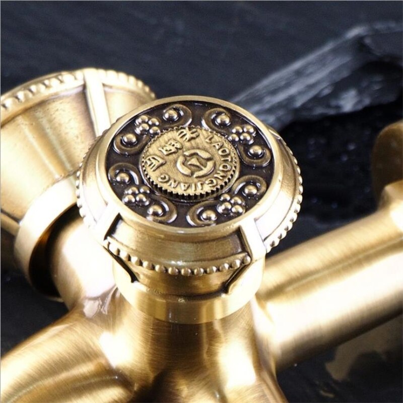 Europese All-koper Tweeërlei gebruik Wasmachine Kraan Antieke/Zilver Gesneden Tuin Tap multifunctionele G1 /&#39;Bibcocks