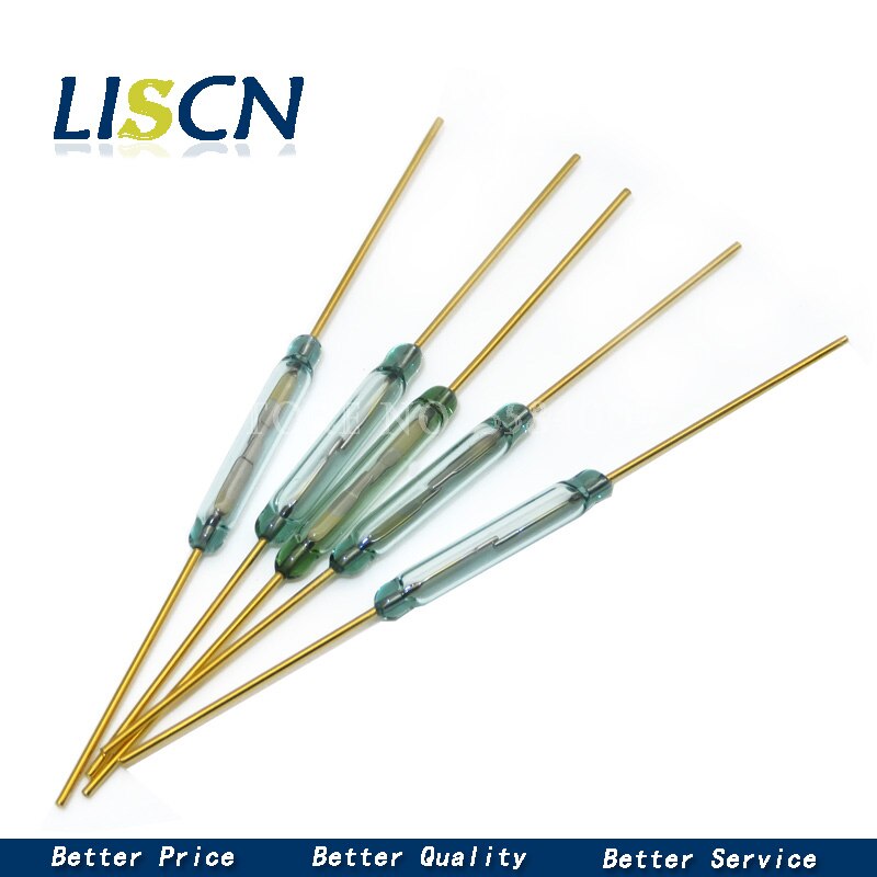 5 st mka 14103 reed switch 1.8*10mm magnetisk kontrollomkopplare grön glas reed switchar glas normalt öppet ingen kontakt för sensorer
