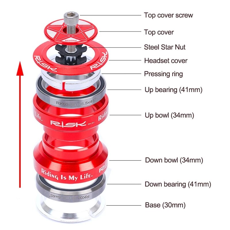 DH-341 de vélo de route de montagne de risque/DH-341SL 34mm casque de tasse externe pièces de tête de Tube de droite de vtt en Aluminium 28.6mm