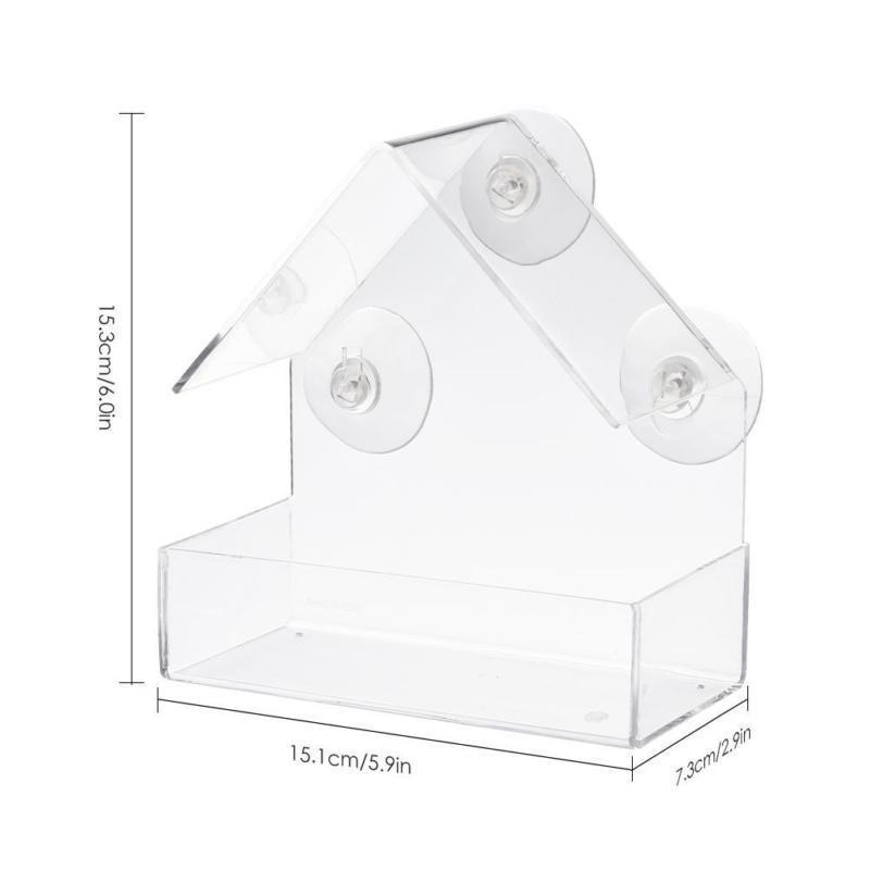 Acrylic Clear House Window Bird Feeder Birdhouse With Suction Outdoor Garden Feeding