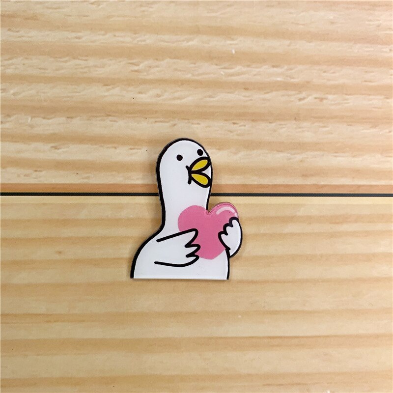 Nette Karikatur Weiße Ente Metall Emaille Brosche Persönlichkeit Modische Ente Abzeichen Stift modisch schick freundlicher Kleidung Rucksack Jewe: 6