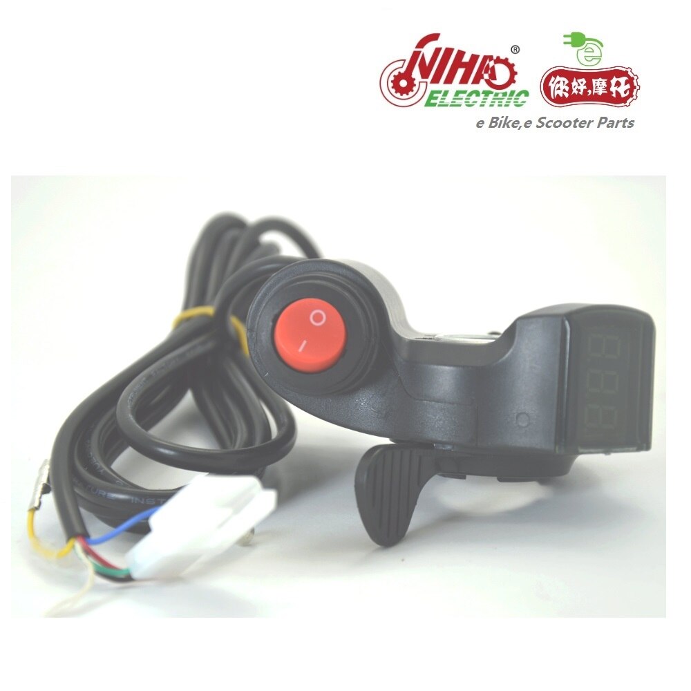 22 E-BIKE Thumb Throttle with LCD Digital Battery Voltage Display and Power Switch E bike Bicycle Electric Scooter eBike ZTECH