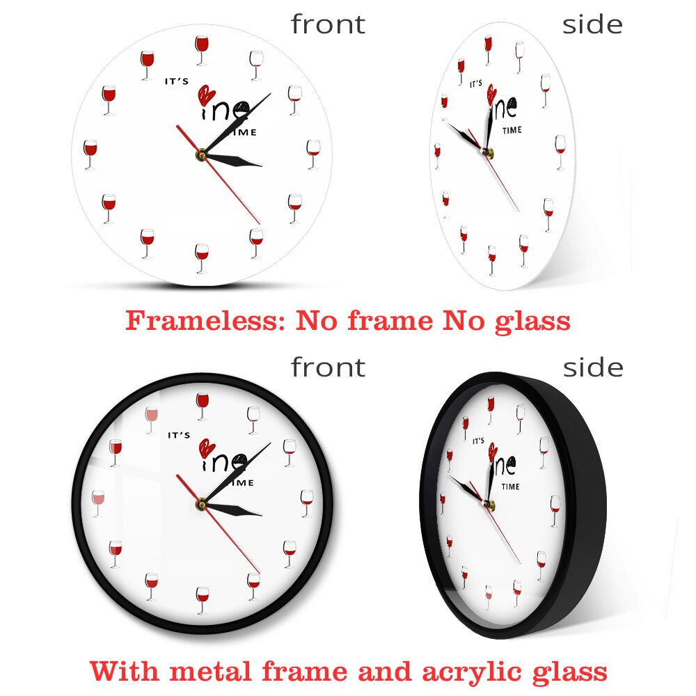 It's Wine Time Wall Clock Alcohol Wine Glass Decorative Red Wine Clock Watch Liquor Timepiece Restaurant Wine Drinker Lover