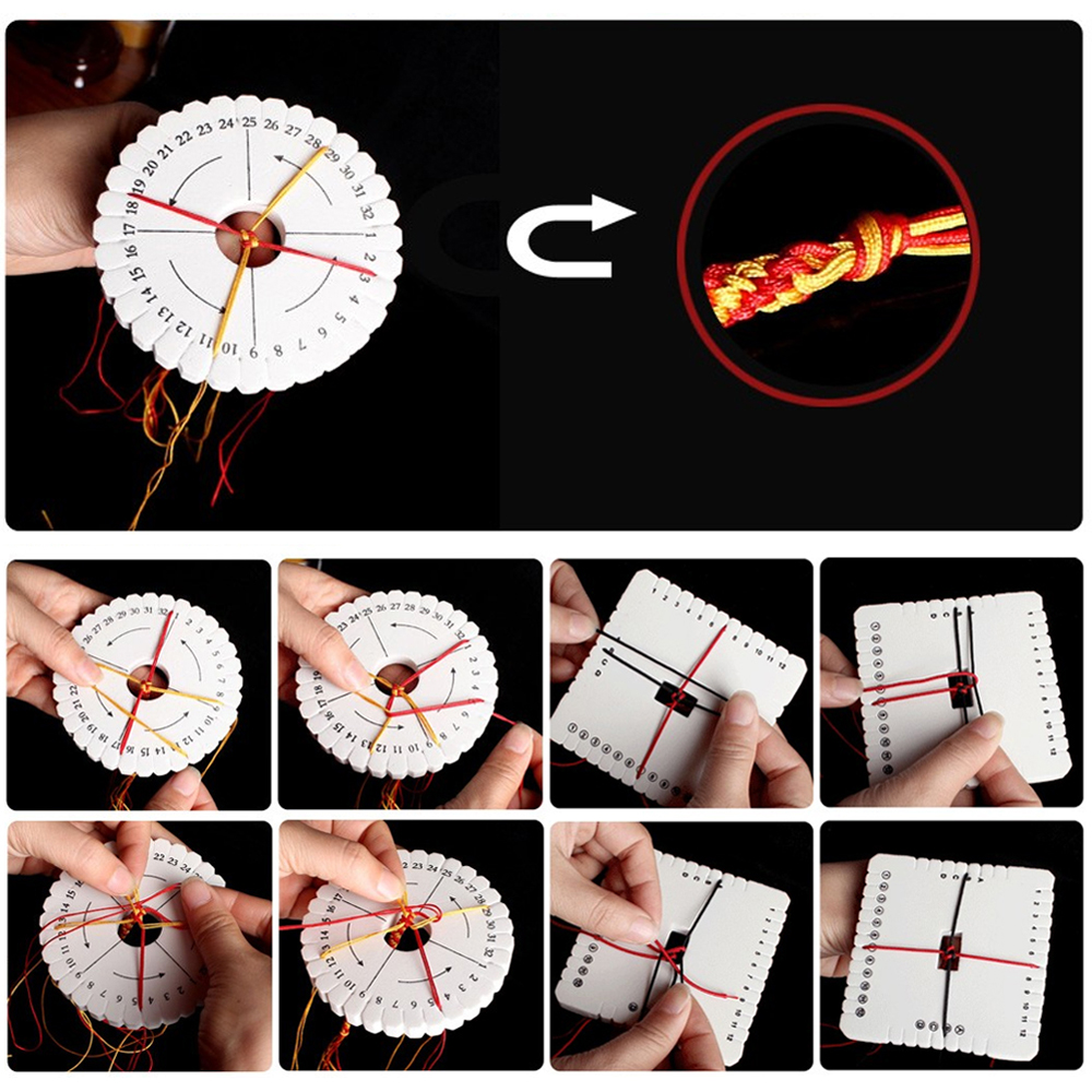 4Pcs/ Set Bracelet Knitting Kumihimo Disc Disk Tray Braided Rope Knot Round Square Handmade Craft DIY Tool Jewelry Desgin Board