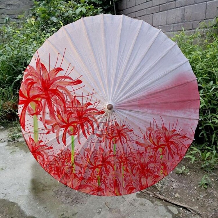 Higanbana Blossom Oil Paper Umbrellas Pure White Bottom Kids Dance Paper Parasol Adults XXXXXL Large Size Rain Paper Umbrella