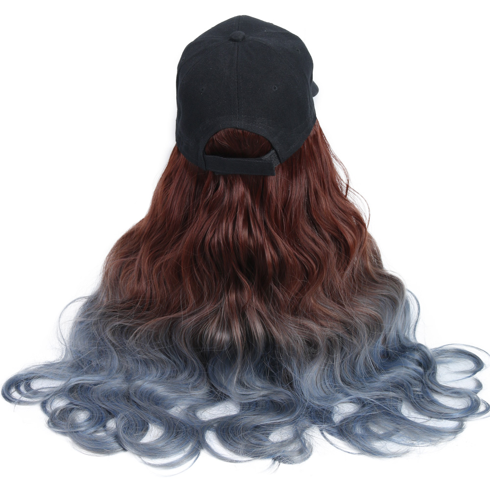 ONYX-peluca con gorro de béisbol para mujer, peluca de cabello de 22 ", gorra sintética ondulada, extensión de cabello, conexión natural, ajustable, para