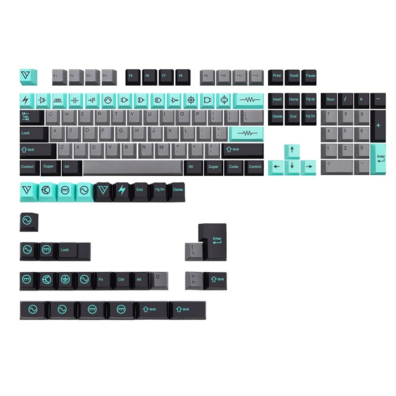 135 Keys/Set Electric Keycap Cherry Profile Pbt Keycaps For MX Switches Dz60 Gk61 64 Sk61 ID80 Dye Sublimation Key Cap