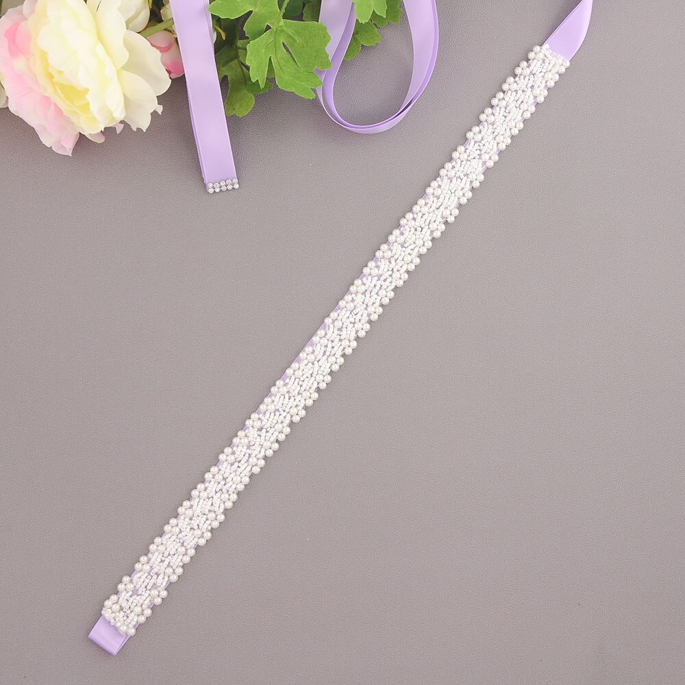 Wedding Sash Strass Zijden Lint Bruiloft Bruids Riem Crystal Sash Art Deco Strass Riem Wedding Sash Belt Bridal Gown: Lavender