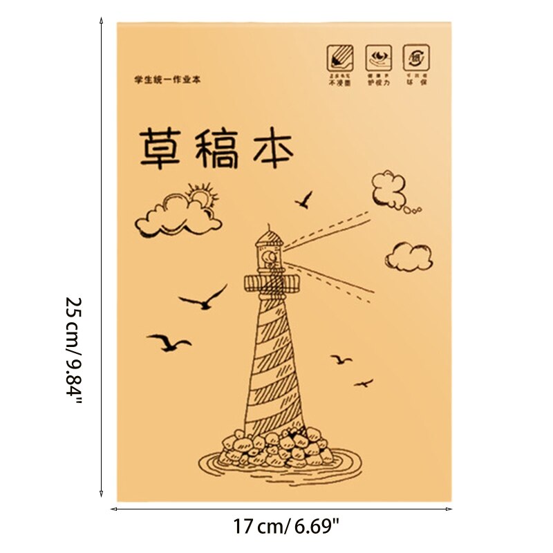 Tearable Sketchbook Portable Note Paper Pad Drawing Pad 40 Sheets Blank Papers Adhesive Binding Easy to Tear for Office