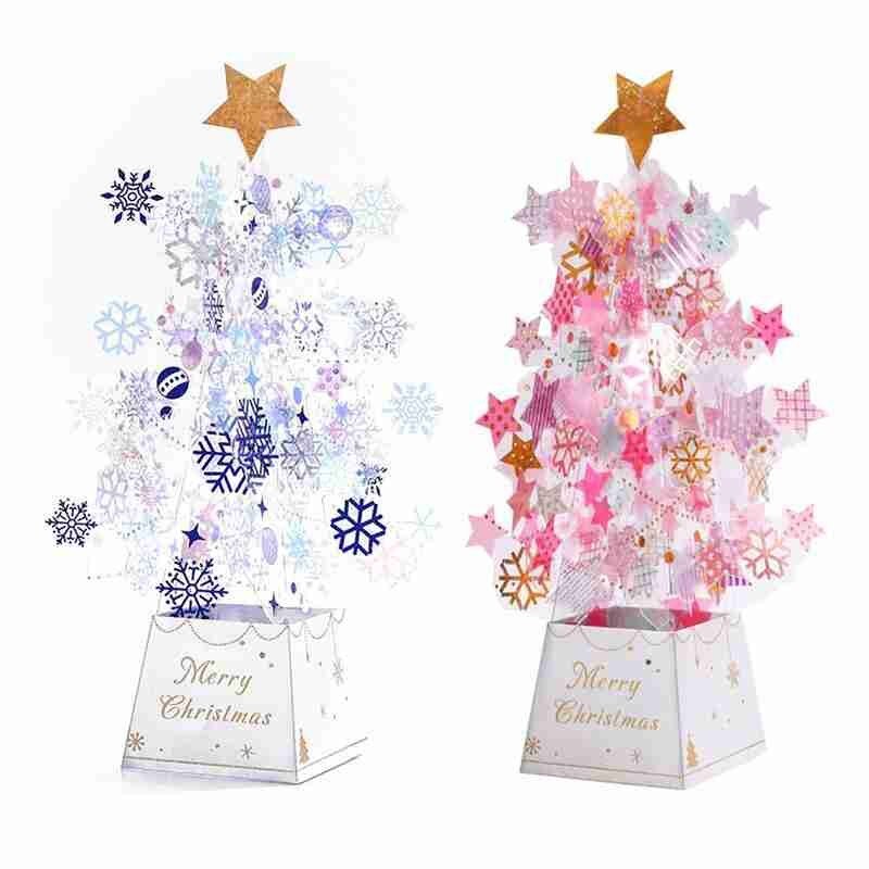 3D Greeting Cards For Christmas Up Cards Crystal Christmas Tree Merry Xmas Decoration Greeting Cards For Christmas