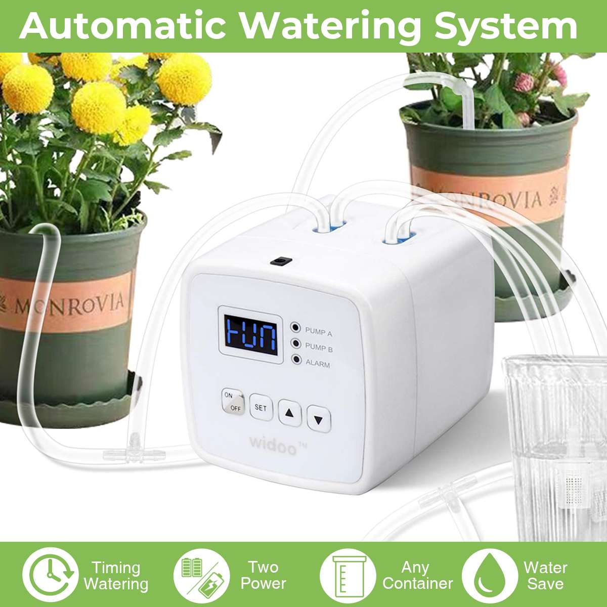 Automatic Drip Irrigation System Garden Self-Watering Kit Single/Double Pump Waterproof Smart Watering Device Timer