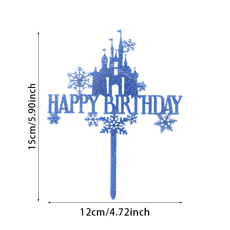 szczęśliwy urodziny ciasto cylinder płatek śniegu zamek ciasto dekoracja akryl niebieski Christmas drzewo Cupcake Toppers pieczenie impreza dekoracje: Oliwa