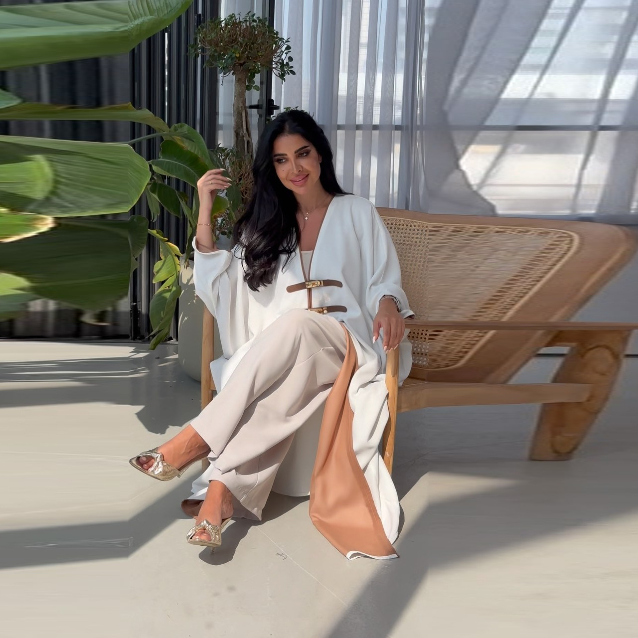 Abayas Kimono abierto sólido modesto de Dubái para mujer, bata musulmana de manga larga con hebilla de cuero, Color de contraste, de Ramadán: Azul