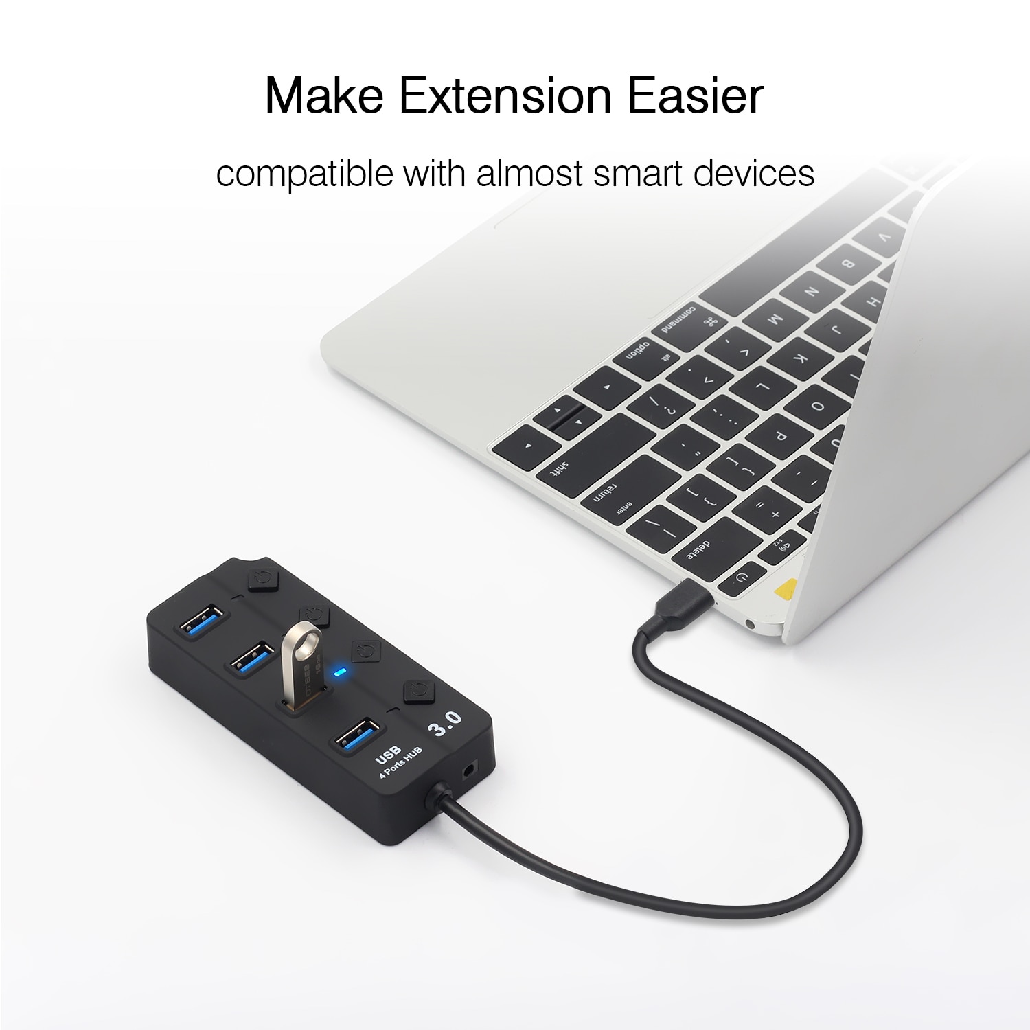 USB 3.0 Hub 4/7 Port Super Speed USB 3 Data Hub met Individuele Schakelaars & EU/ US Power Adapter voor MacBook Laptop PC