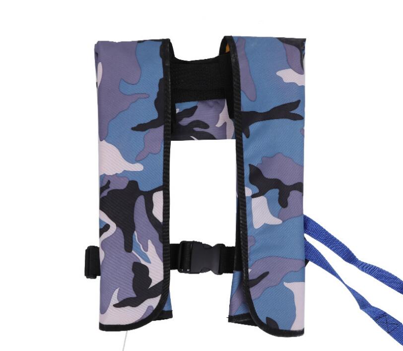 Przenośna dorosła automatyczna kamizelka ratunkowa unisex wysoka pływalność lekka kamizelka wędkarska kamizelka wędkarska: Camouflage blue / automatic