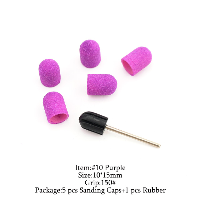 5 stk plastik slibehætter lilla sandblok med greb elektrisk pedicure manicure plejetilbehør poleringsfodværktøj: Z -3