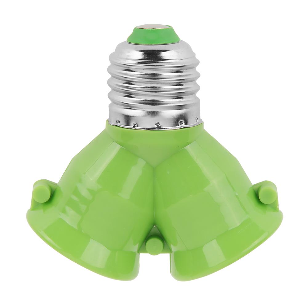 2 In 1 Double E27 Socket Base Extender Splitter Plug Halogen Light Lamp Bulb Holder Copper Contact Adapter Converter: Green