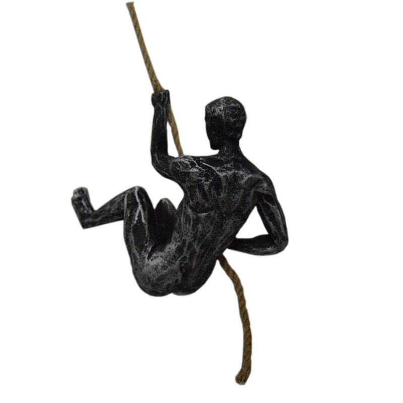 Figuras Retro de escalada en roca, escultura de resina artesanal, decoraciones de pared, colgante, estatua de pared de salón, deportista decorativo: C