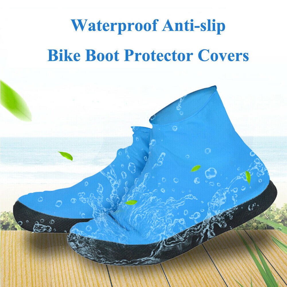 1pair Waterproof Portable Shoe Cover Cycling Foot Wear Anti Rain Elastic Travel Thick Sole Reusable Accessories Outdoor Emulsion