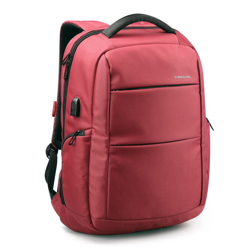 Kingsons à prova dwaterproof água das mulheres dos homens mochila 15.6 polegada portátil mochila masculino feminino sacos de escola anti-roubo para a menina do menino adolescente: Vermelho