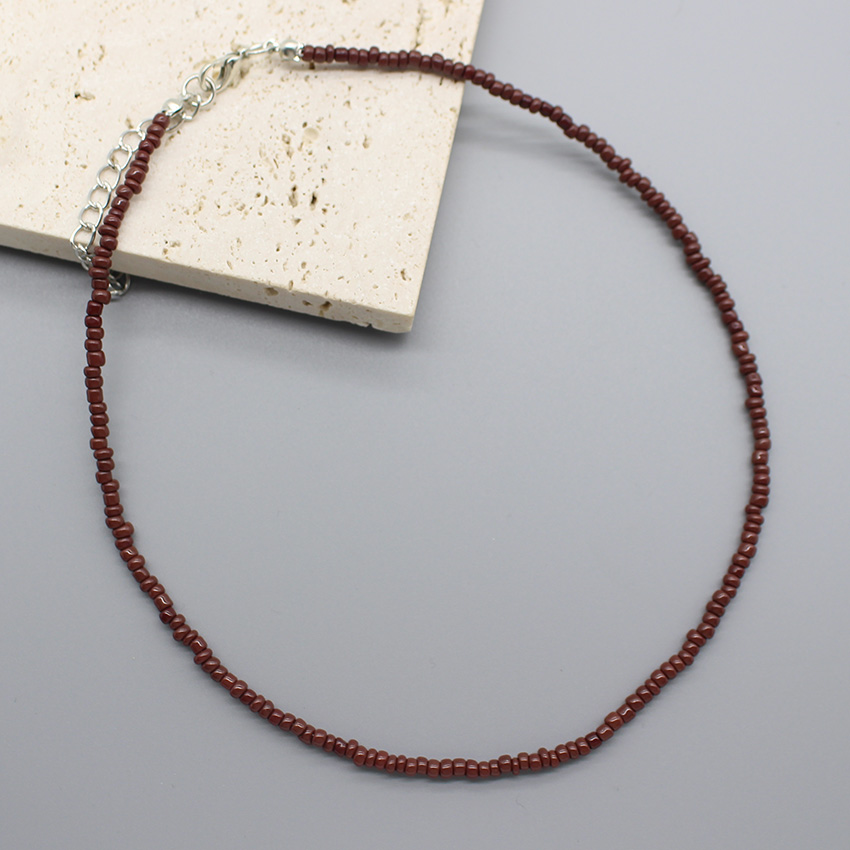 Gargantilla de cuentas de semillas simples para mujer, coreana, Collar bohemio colorido hecho a mano, Collar de cadena para el cuello, de joyería para mujer: Color acero