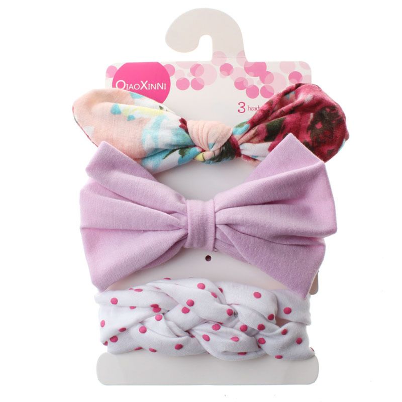 Conjunto de 3 unidades de lazos florales para bebé, diadema con lunares y lazo, diademas de algodón para niña, accesorios para el cabello para niña: 5