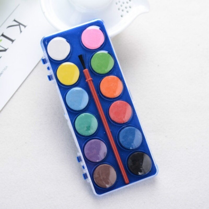 12 colores de acuarela pintura brocha de pigmentos pintura cepillo para niños chico arte DIY de dibujo y pintura Kit de herramientas