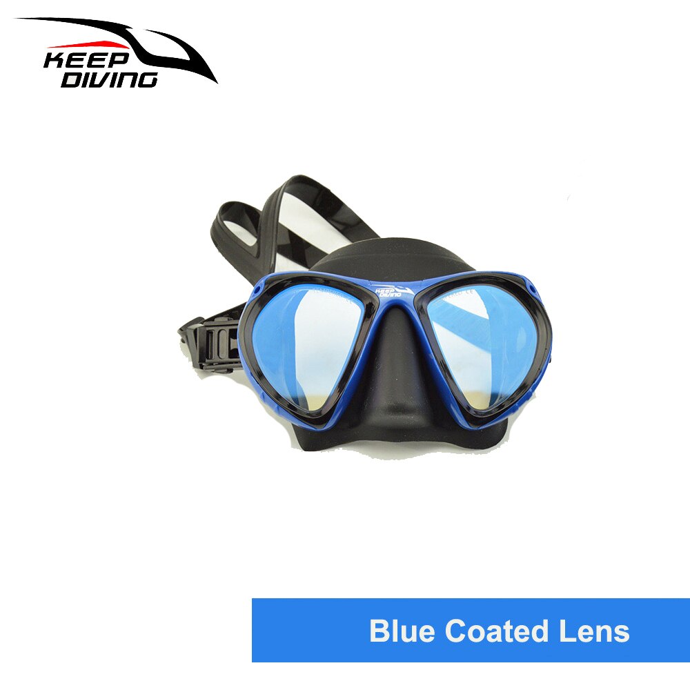 Full-dry Wide View Scuba Diving Mask Dive Mask for Adults for adult Scuba Diving Mask: Blue Coated