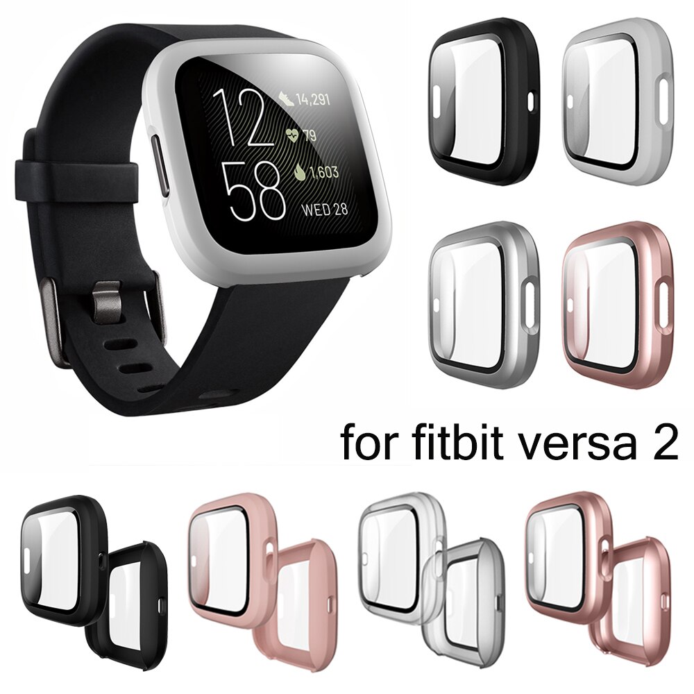 Volledige Cover Glas Case Voor Fitbit Versa 2 Hard Pc Plated Screen Protector Robuuste Beschermende Cover Voor Fit Bit Versa 2 Horloge