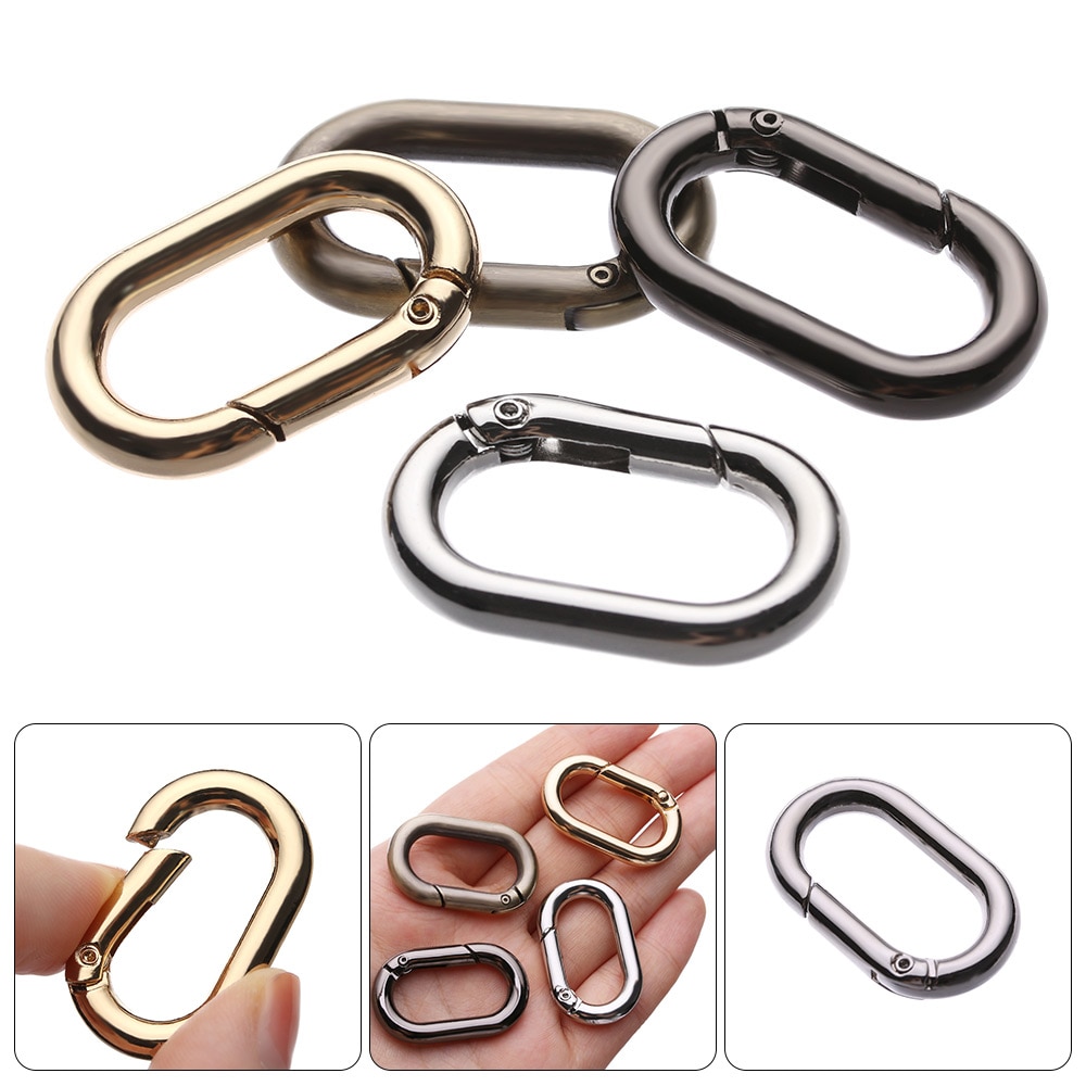 1PC Zinc Alloy Handbag Buckle Plated Gate Spring Oval Ring Buckles Clips Carabiner Purses Snap Hooks Carabiners Bag Accessories