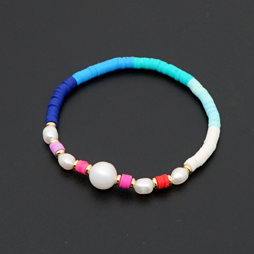 GO2BOHO Arcobaleno Donne Del Braccialetto 4 millimetri In Vinile Heishi Disco Bead Bracciali di Perle D'acqua Dolce 2020 Boho Gioielli Fatti A Mano Pulseras Mujer: ZZ-B200056J