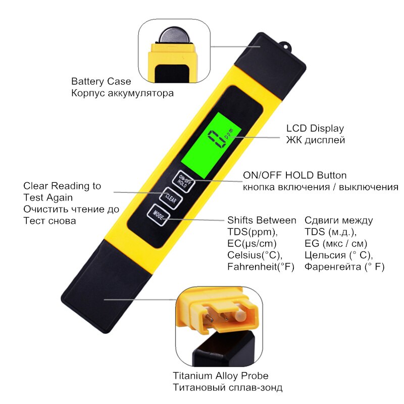 3 In 1 Digital TDS EC Meter Tester LCD Display Water Filter Measuring TDS Meter Measurement tool Function Tester 20%off