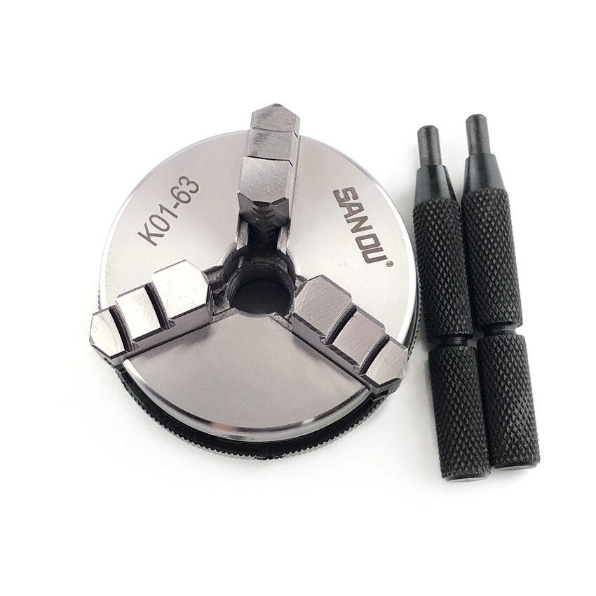 3 Jaw Lathe Chuck 63mm Safety Mini Lathe Chucks K01-63 chuck 3-jaw Self Centering Chuck+ Chuck connecting rod M14: K01-63 only