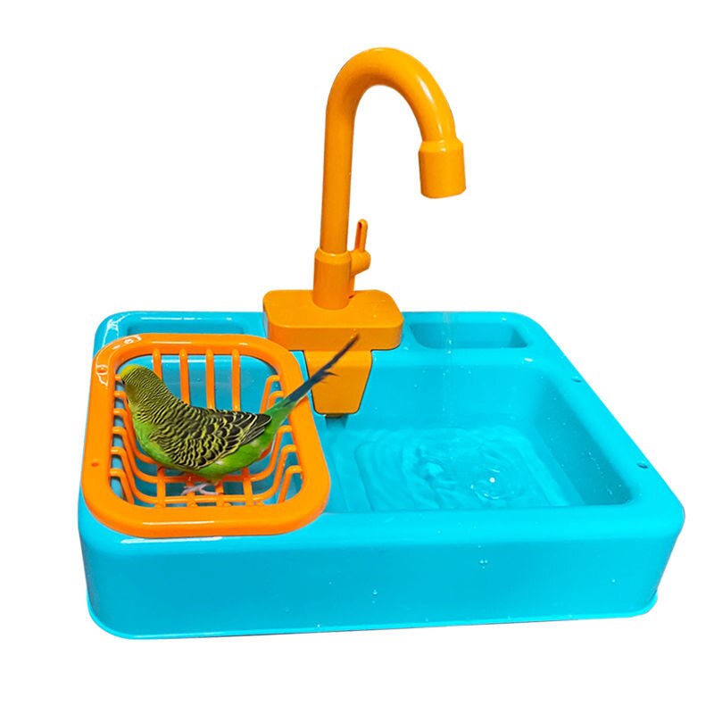 Ducha para loros, bañera para aves, piscina para loros, jaula de baño para Calopsita, juguetes para periquitos, grifo para lavabo de baño para cacatúa, Corella para loros