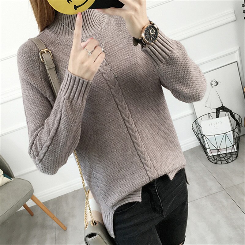 Women Turtleneck Winter Warm Sweater Long Sleeve Loose Casual Knitted Women Sweaters And Pullovers Female Jumper Tops