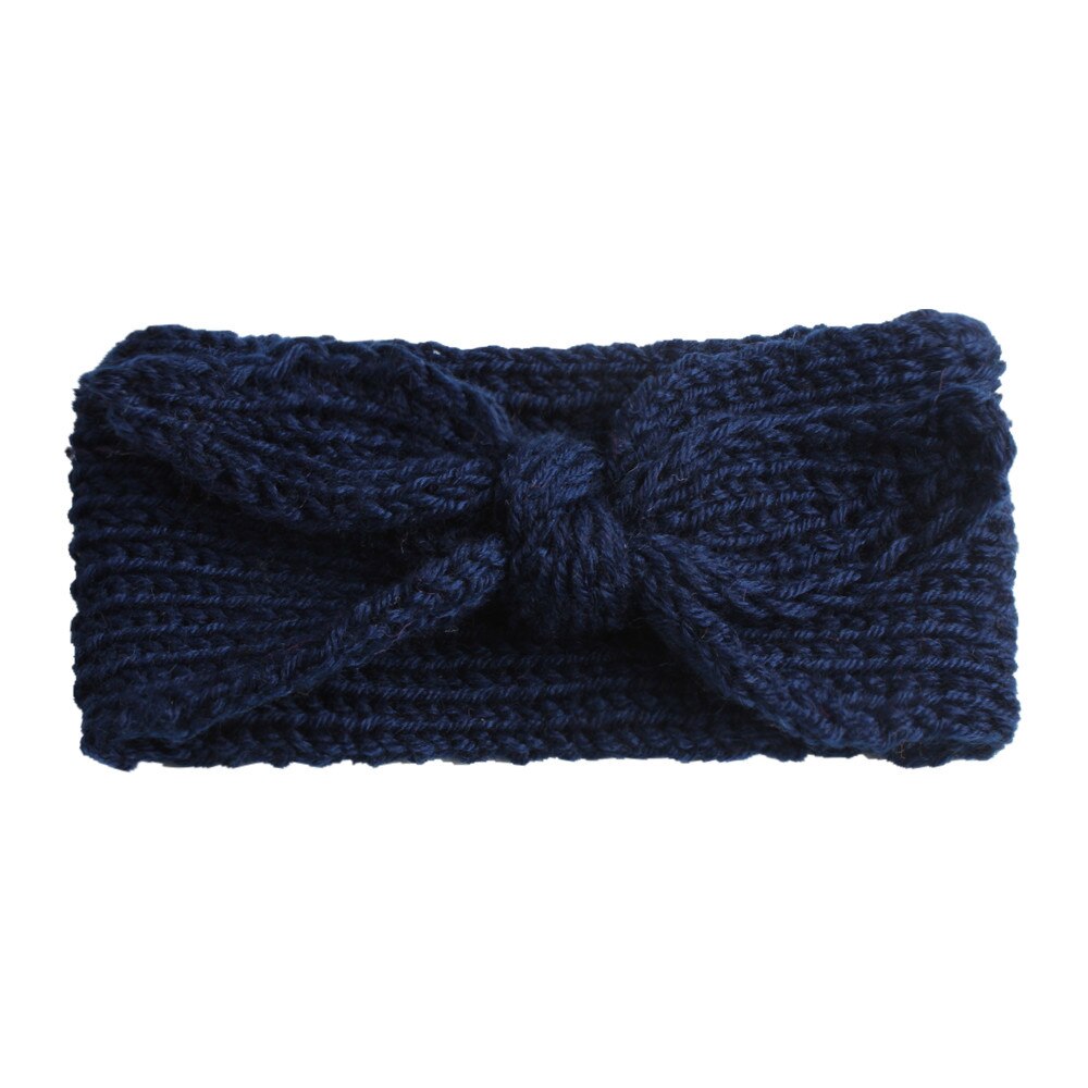 12pcs/lot Crochet Knotted Headwrap Solid Bunny Ear Headband Turban Knitted Winter Warm Hair Band For Babys