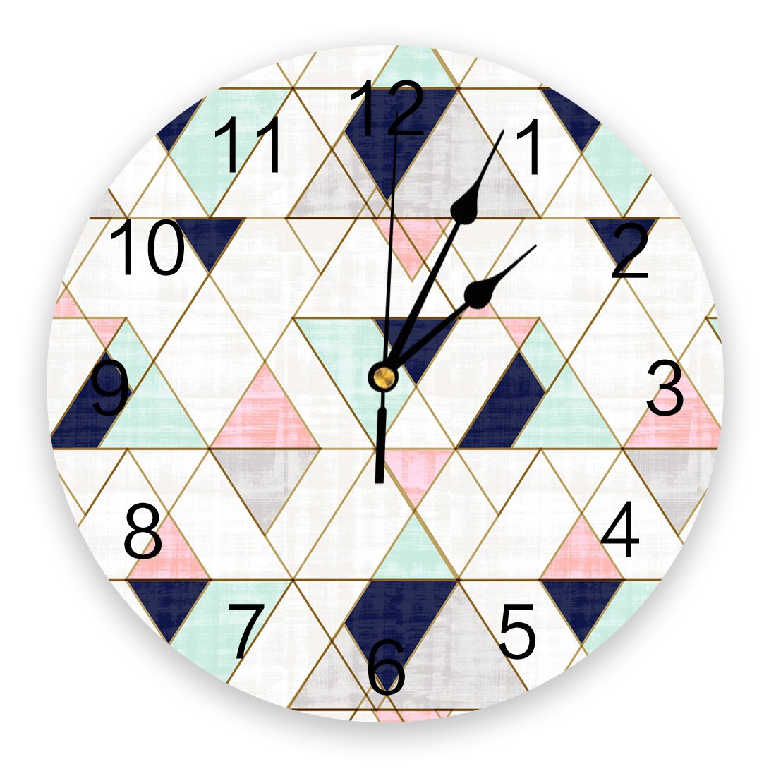 Triangles Navy blue Wall Clock Home Decor Bedroom Silent Oclock Watch Wall Digital Clock Wall Clock for Kids Rooms