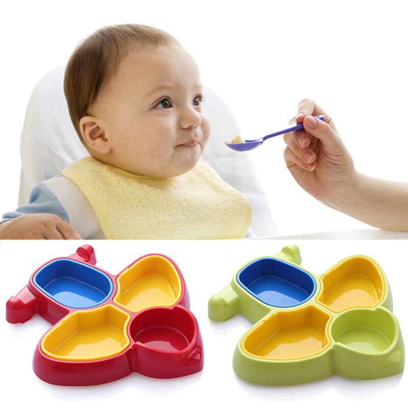 1Pcs Cartoon Baby Kids Dinner Plate Eco-friendly ABS Aircarft Shaped Children Feeding Plate Safety Baby Feeding Tableware