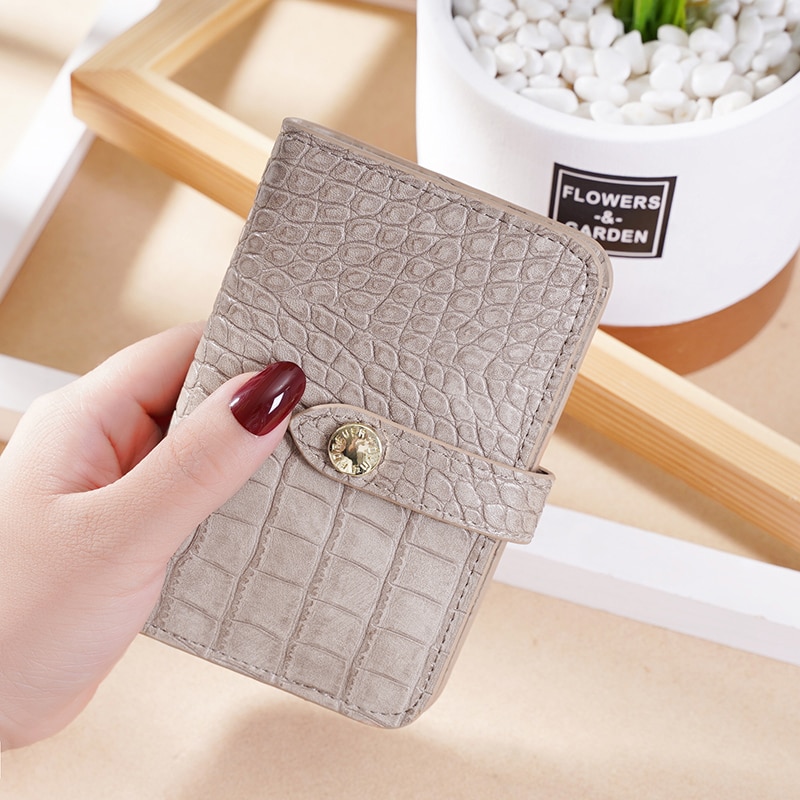 Women Short Wallets Luxury Brand Crocodile Print Wallet Female Two-Fold Card Holder Mini Zipper Wallet Coin Purse