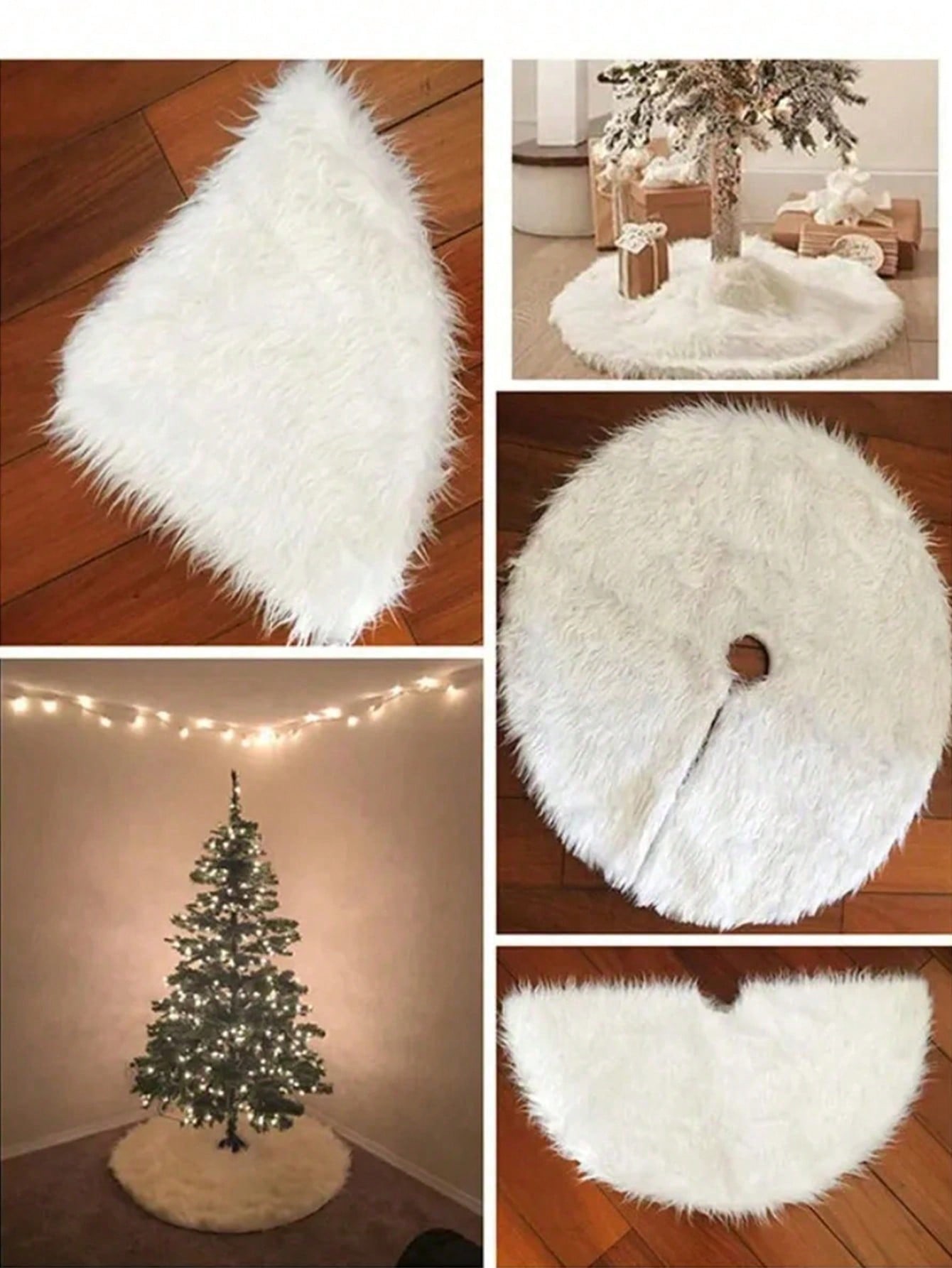 1pc White Fluffy Christmas Tree Plush Skirt Merry Party Christmas Tree Decoration Year Xmas Trees Carpet Decoration