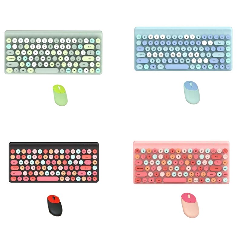 Juego de teclado inalámbrico Mini de 86 teclas, teclas redondas Retro, ergonómico, Compatible con PC, ordenador portátil, F92A