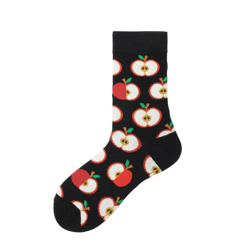 Unisex sportssokker atletiske mid tube strømper apple avocado sushi mønster farveblok sokker til kvinder mænd: A05