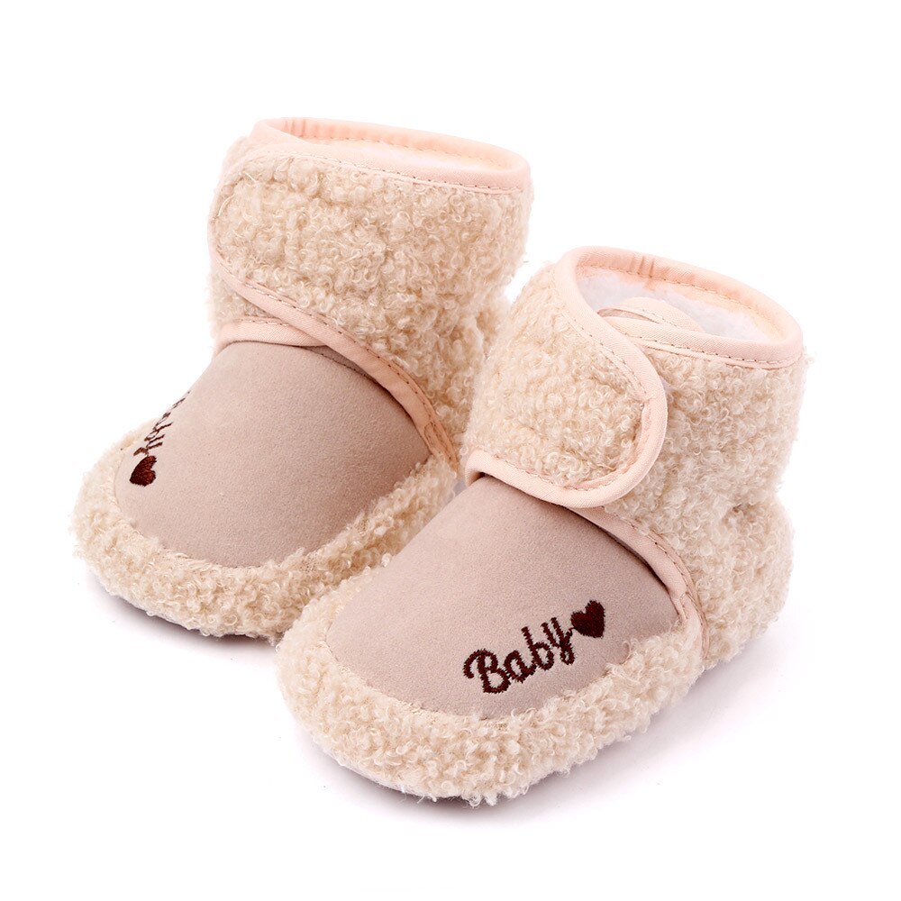 Top Brand Baby Shoes Plush Warm Winter Booties Soft Sole Toddler Booty Newborn Footwear Infant Boots for 1 Year Old Boys Shoes: Khaki / 13-18 Months