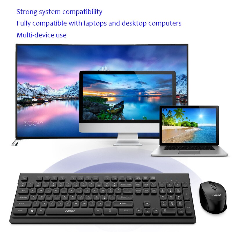Eaor Universele 2.4G Draadloze Toetsenbord Muis Combo Slim Portable 104 Key Mute Gaming Office Toetsenbord Muis Set Lange Batterij leven