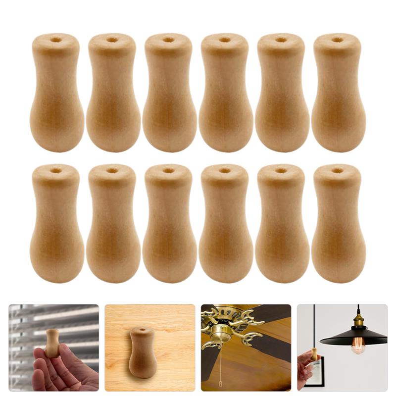 Accesorios de cortina con flecos, colgante de madera amarilla, persiana enrollable de bambú, cordón para ventana, tiradores de reloj, perillas para soporte de persianas, 12 piezas